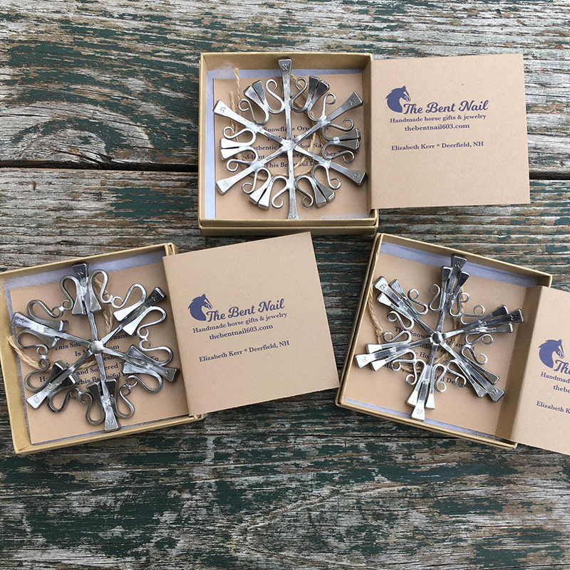 Snowflake ornament from horseshoe nails