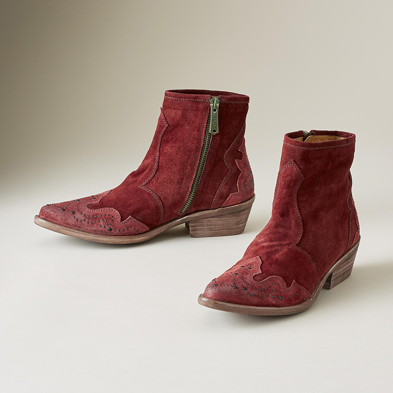 Suede ankle boots in wine
