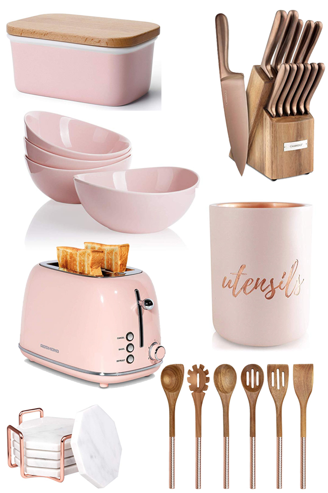 https://horsesandheels.com/wp-content/uploads/2020/02/Chic-pink-and-copper-kitchen-accessories.jpg