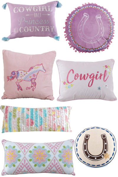 Colorful Cowgirl Themed Throw Pillows for Spring - Horses & Heels