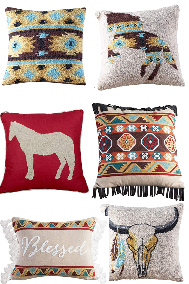 Western throw pillows for the horse lover