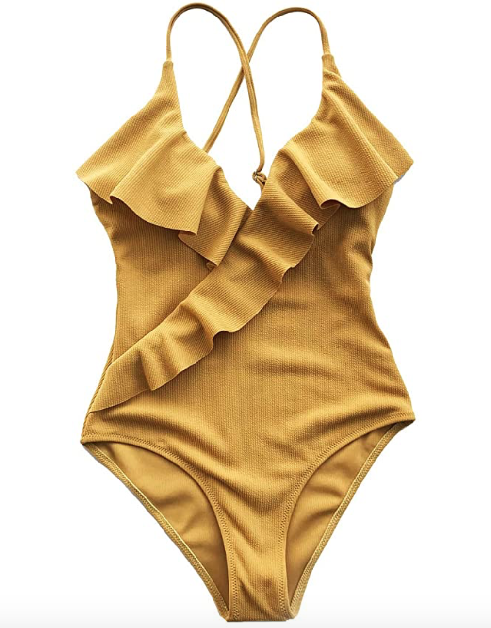 one-piece yellow swim suit