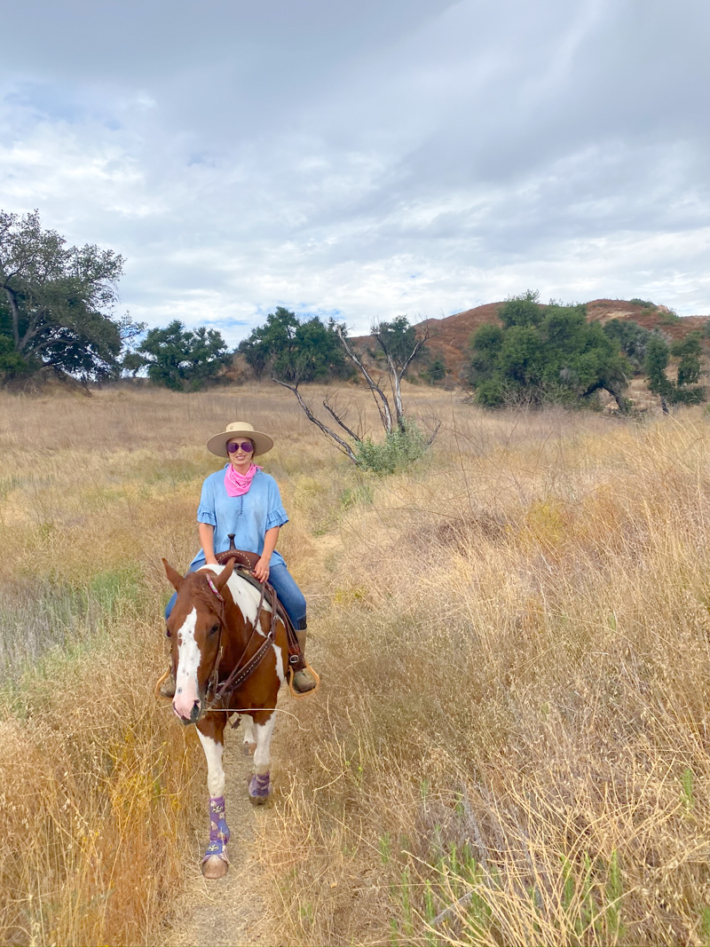 Riding through the trails at Paramount Ranch on horseback
