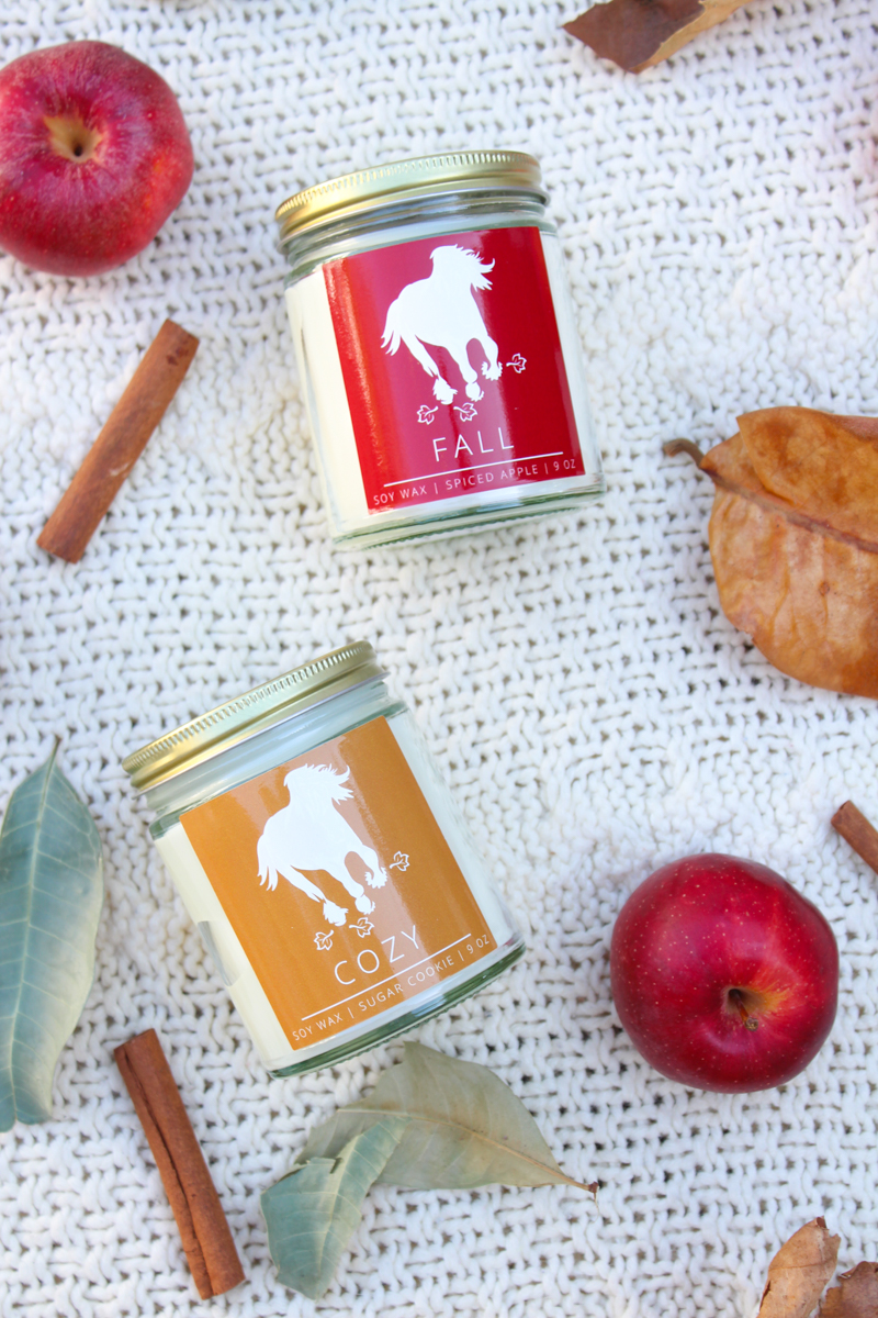 Fall scented equestrian themed candles