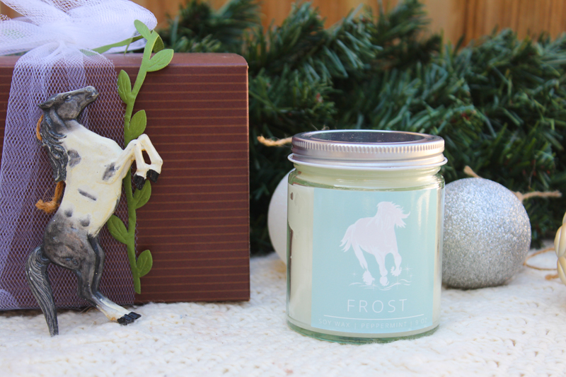 Peppermint equestrian themed candle for winter and holidays