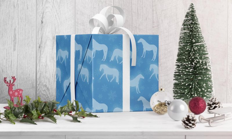 Snowflake horses wrapping paper