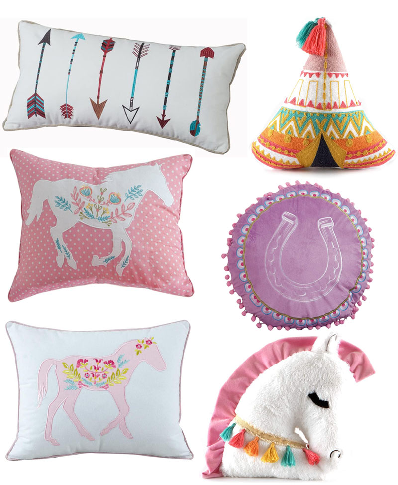 Pink pony themed pillows for the horse girl