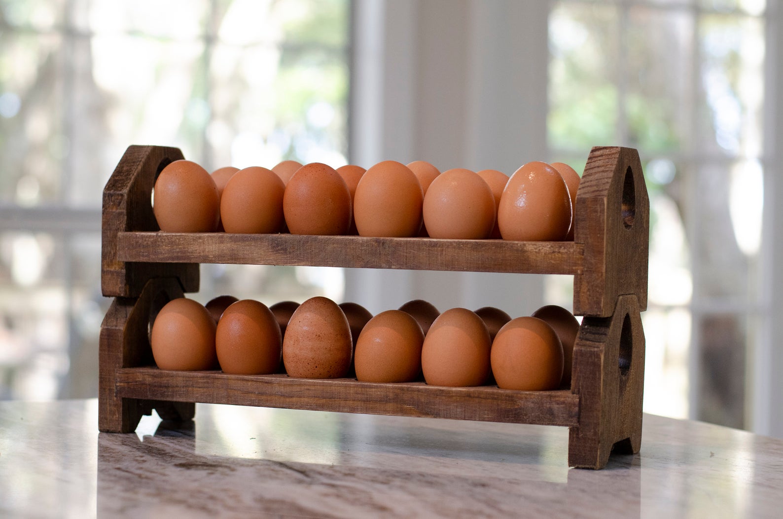 Rustic wooden stackable egg holder
