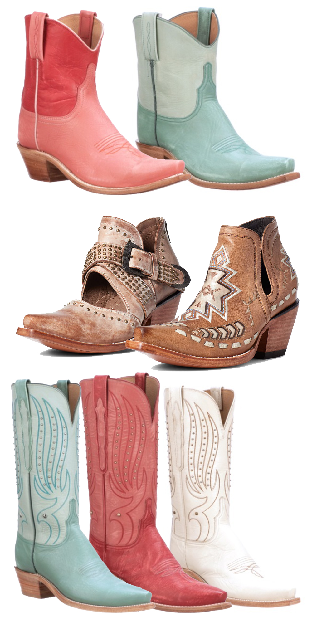 Spring cowboy boots in fun colors