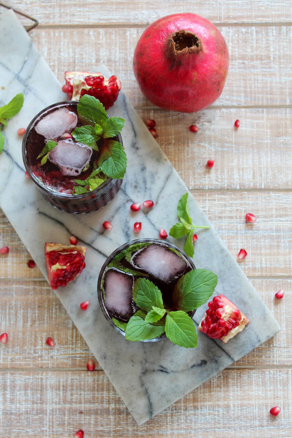 Pomegranate cherry mojitos for fall