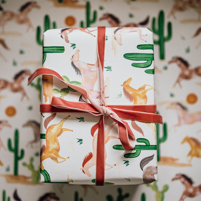Cactus and horse wrapping paper