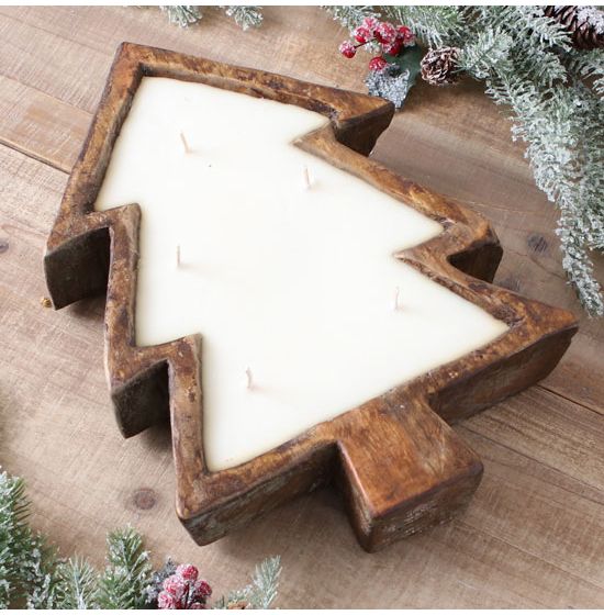 Christmas tree wooden candle
