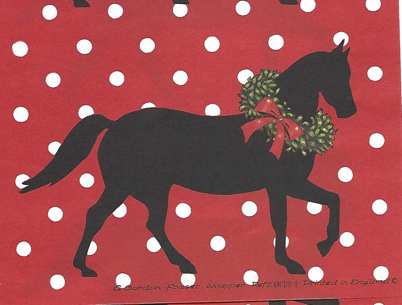 Red horse and polka dot wrapping paper