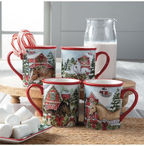 Set of 4 Christmas mugs