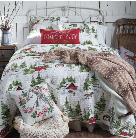 Winter horses holiday bedding collection