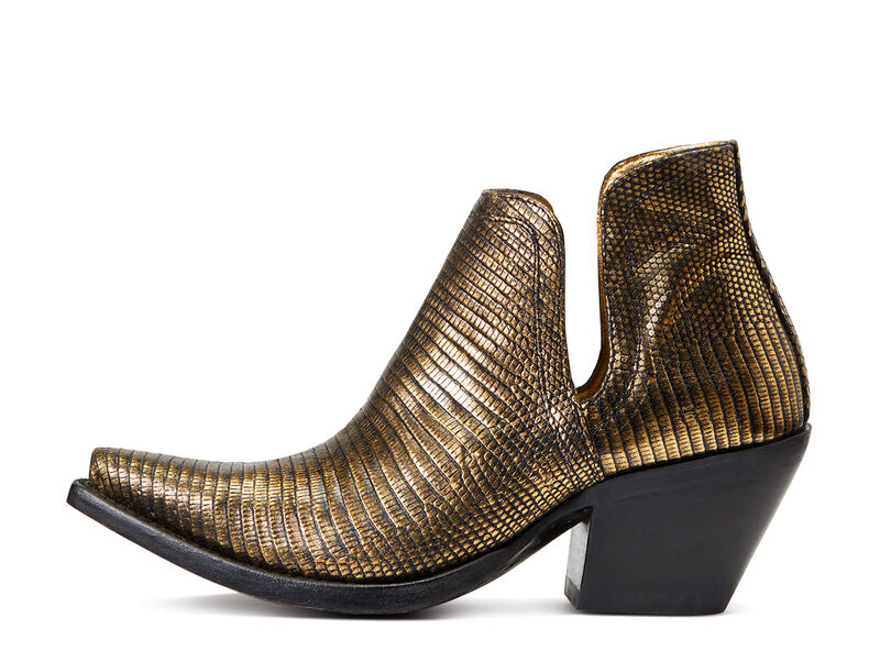 Lizard gold brushed western boot