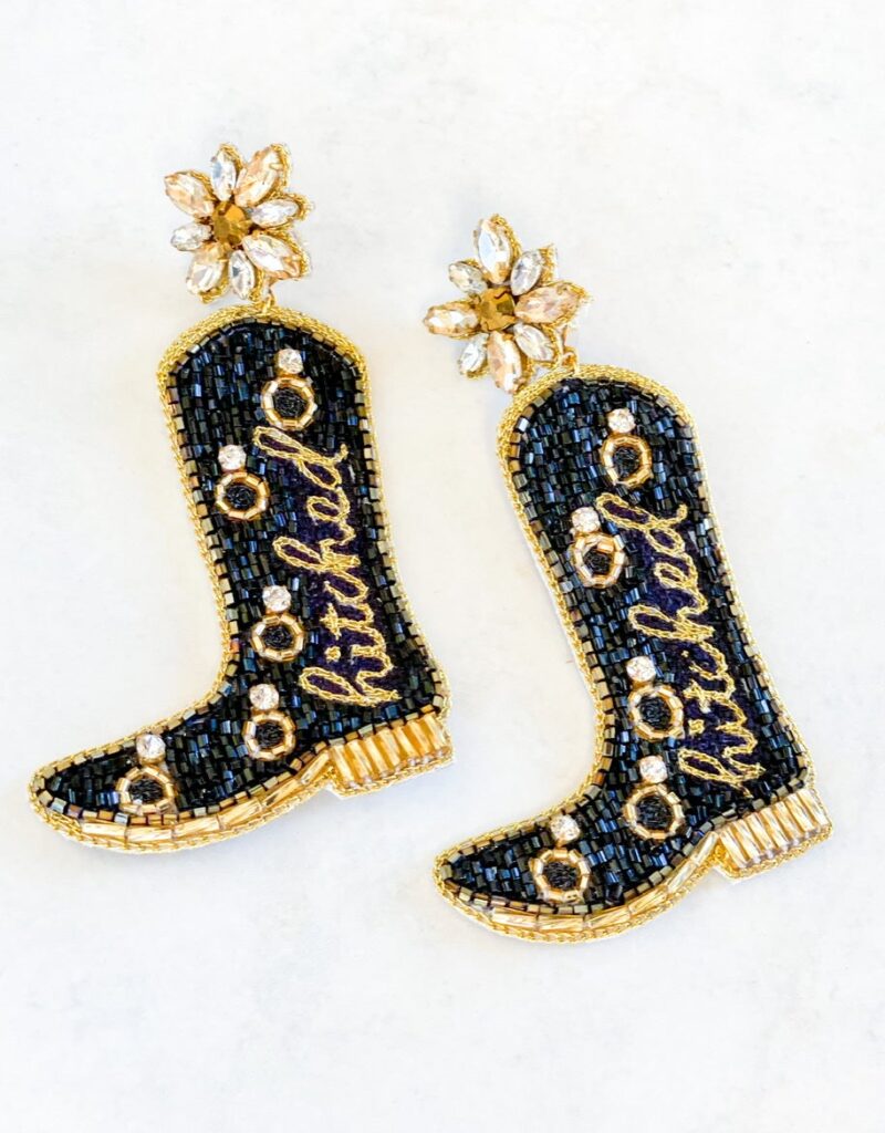 Hitched cowboy boot earrings