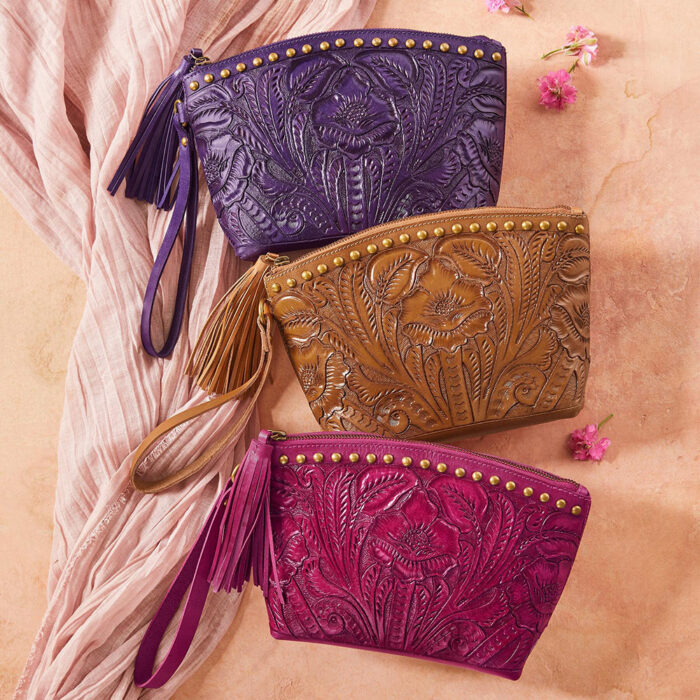 Tooled leather pouch