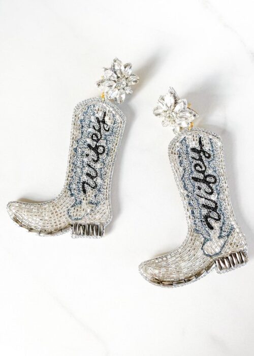 Wifey cowboy boot earrings