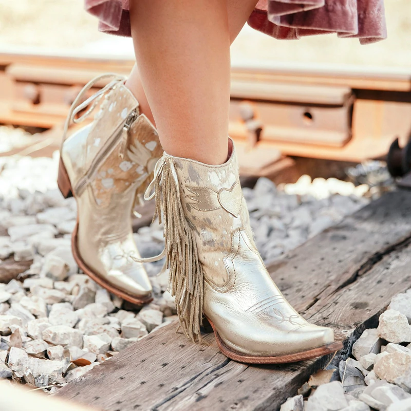 Fringe and metallic cowboy boot by Lane Boots