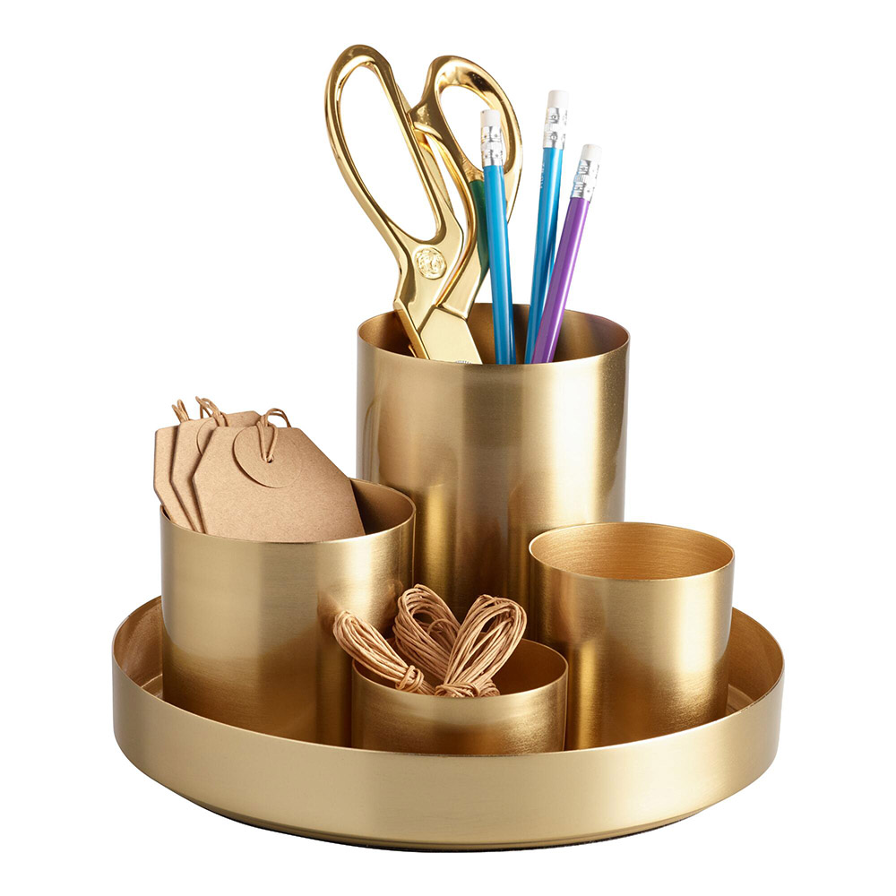 Brass pencil cup and office organizer