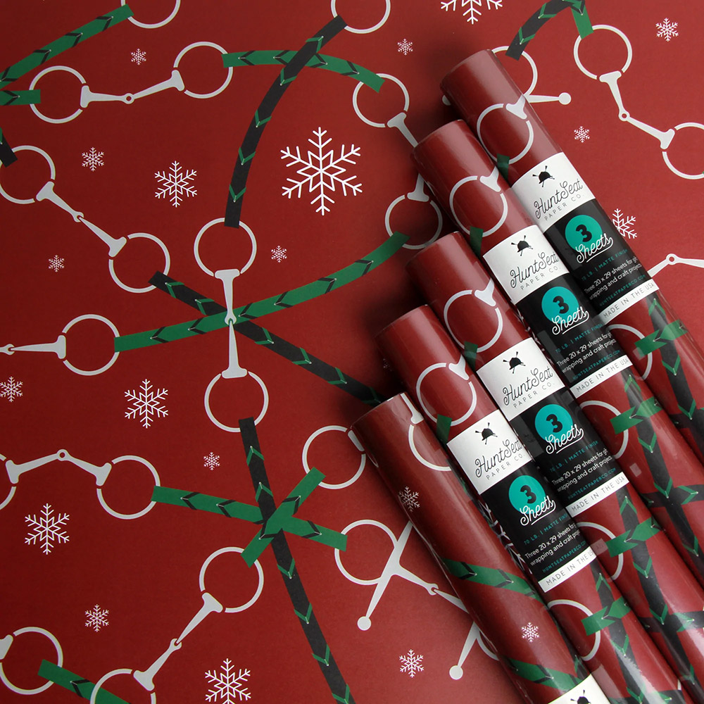 Bits and Reins Holiday wrapping paper from Huntseat Paper Co