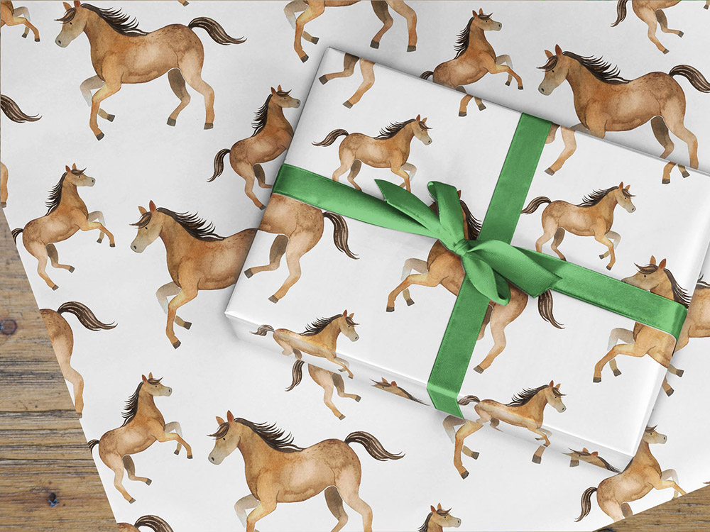 Brown horse print wrapping paper