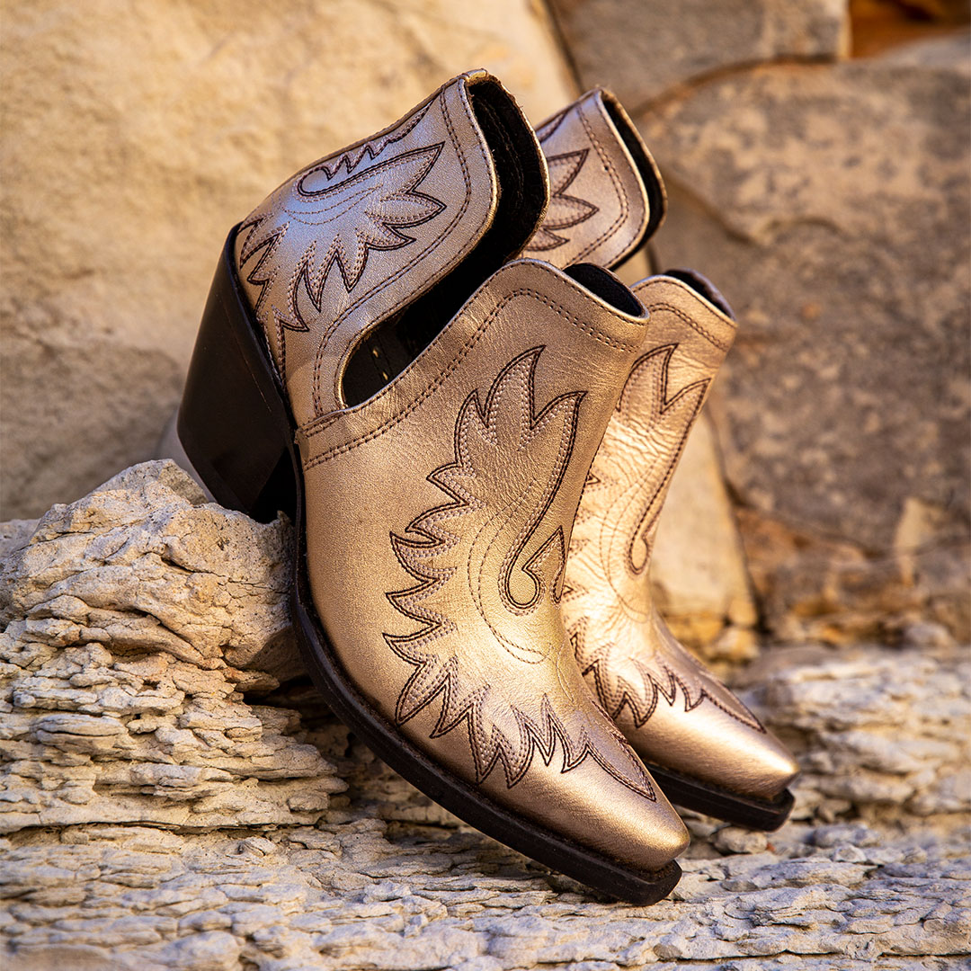 Gold short cowboy boots