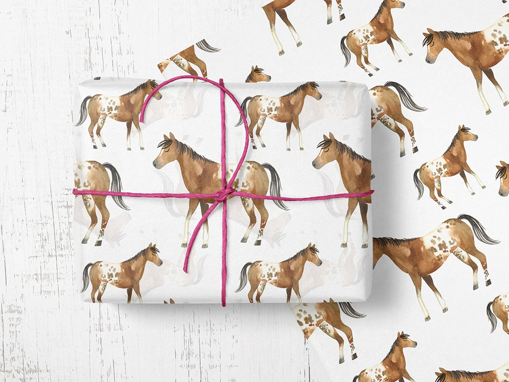 REVEL & Co Western Horses Birthday Gift Wrap by Hoot LeRoux—Horse Wrapping  Paper Folded flat, 27 x 39 inches—Cowboy Wrapping Paper with Horses, Cowboy