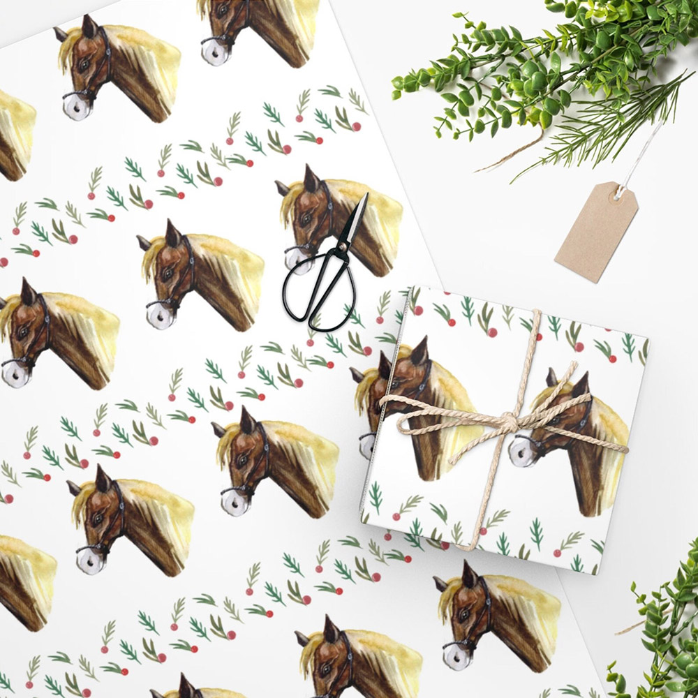 Horses holiday gift wrap