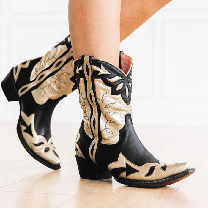 Black and gold cowboy boots