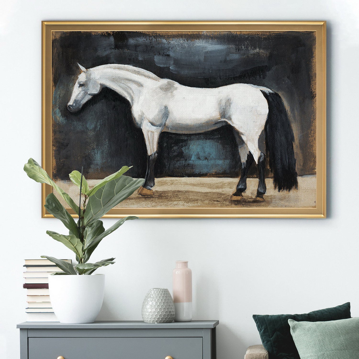 Framed horse on canvas